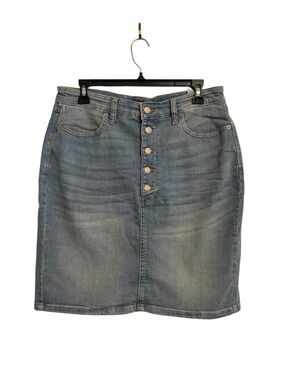 BANANA REPUBLIC Women's Mini Denim Skirt Size 10 Button Front Jean Light Wash